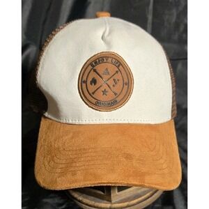Enjoy Life Original Snapback Baseball Hat Suede Brim Tan & Cream Adjustable